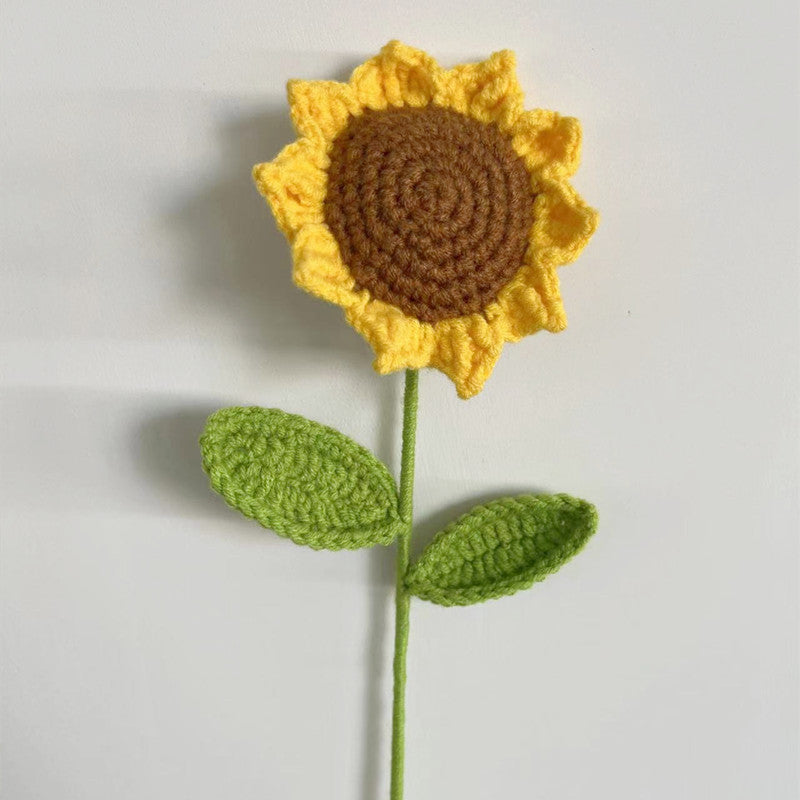 Cotton Knitted Sunflower Decor Stem 35cm b by HitMyNeed