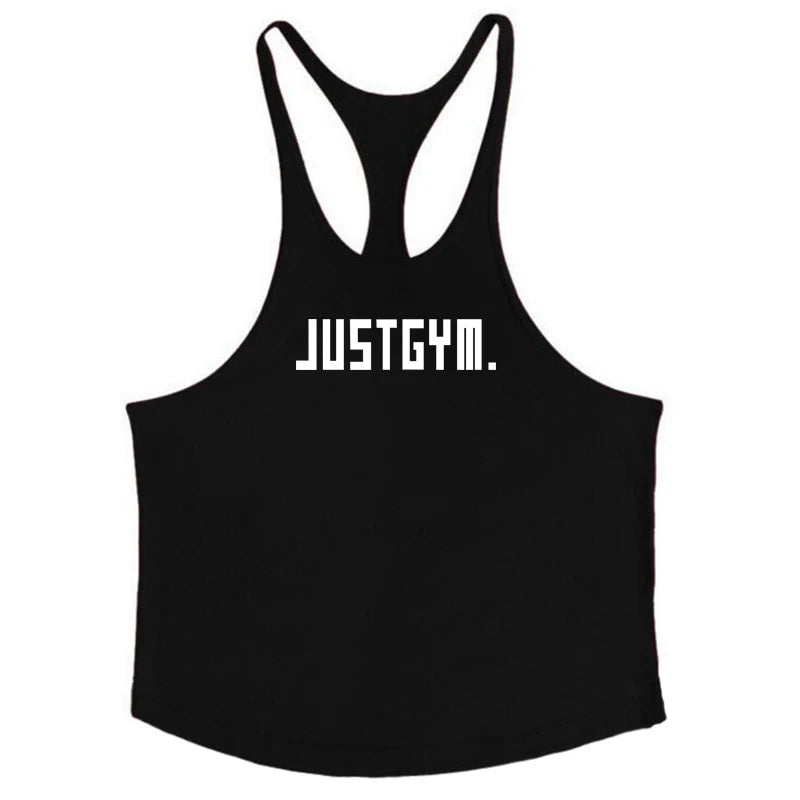 Cotton Men's Gym Stringer Vest for Training black89 m by HitMyNeed