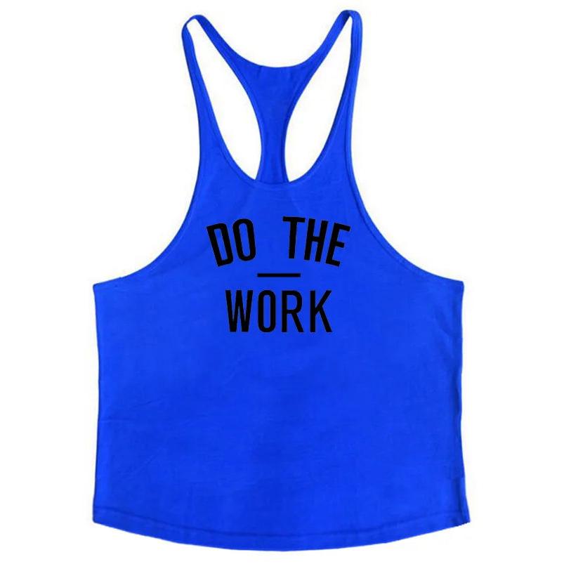 Cotton Men's Gym Stringer Vest for Training blue88 xxl by HitMyNeed