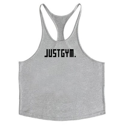 Cotton Men's Gym Stringer Vest for Training gray89 l by HitMyNeed