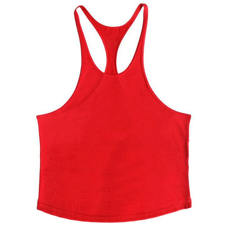 Cotton Men's Gym Stringer Vest for Training red m by HitMyNeed