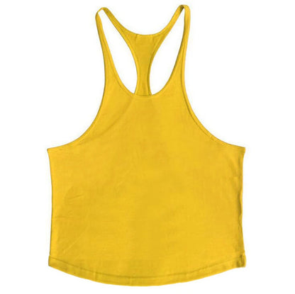Cotton Men's Gym Stringer Vest for Training yellow m by HitMyNeed
