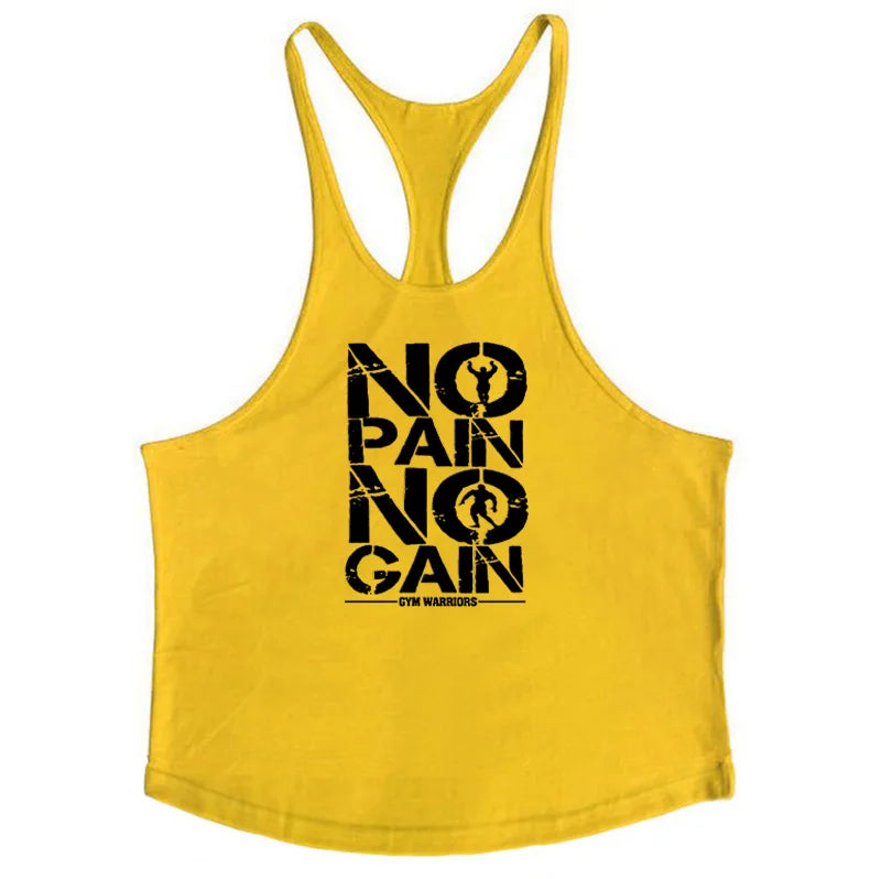 Cotton Men's Gym Stringer Vest for Training yellow91 l by HitMyNeed