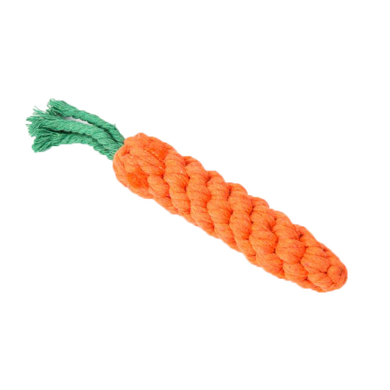 Cotton Rope Carrot Dog Toy for Dental Play by HitMyNeed