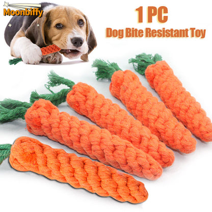 Cotton Rope Carrot Dog Toy for Dental Play by HitMyNeed