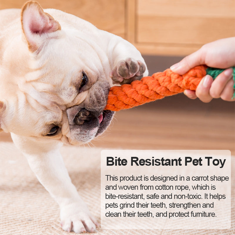 Cotton Rope Carrot Dog Toy for Dental Play by HitMyNeed
