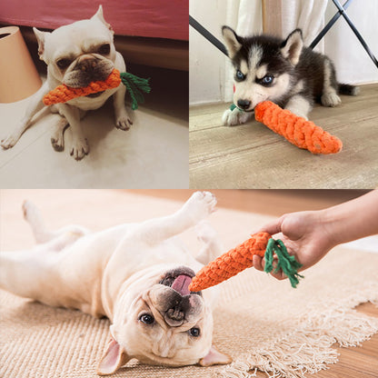 Cotton Rope Carrot Dog Toy for Dental Play by HitMyNeed