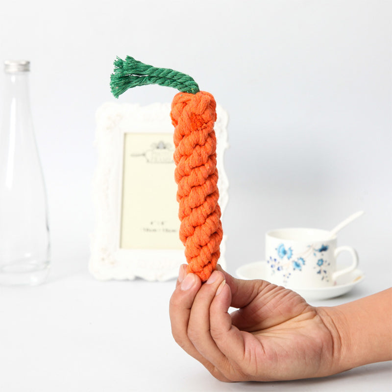 Cotton Rope Carrot Dog Toy for Dental Play by HitMyNeed