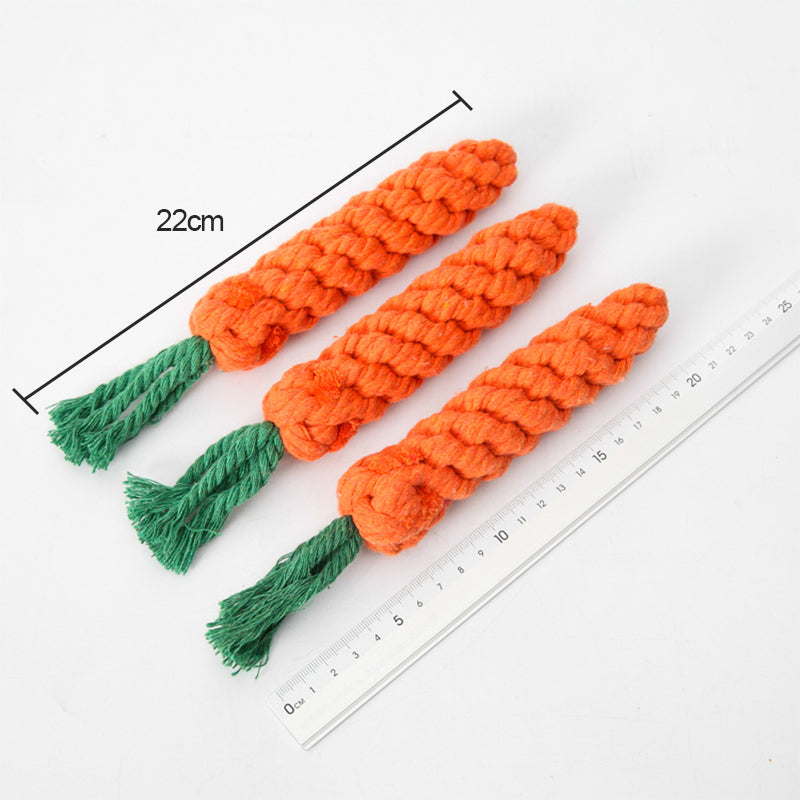 Cotton Rope Carrot Dog Toy for Dental Play by HitMyNeed