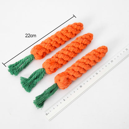 Cotton Rope Carrot Dog Toy for Dental Play by HitMyNeed