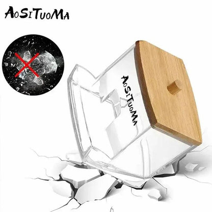 Cotton Swab & Pad Holder with Wood Lid by HitMyNeed
