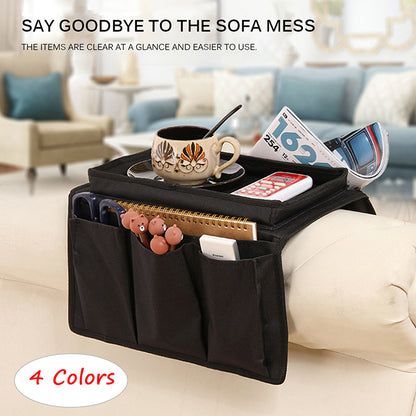 Couch Arm Rest Tray with Storage Pockets by HitMyNeed