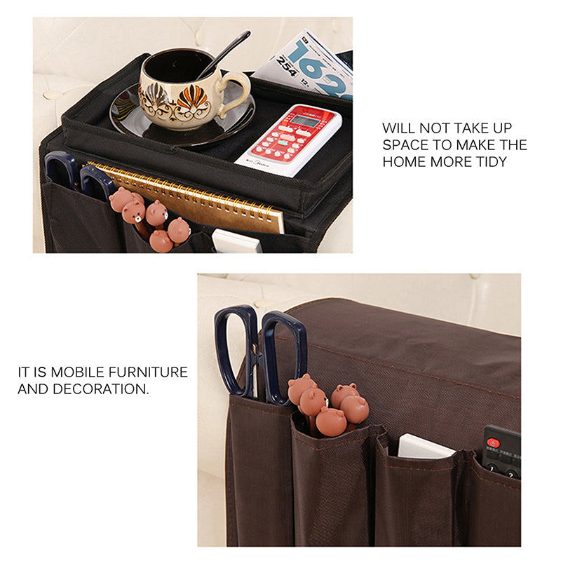 Couch Arm Rest Tray with Storage Pockets by HitMyNeed