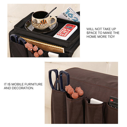 Couch Arm Rest Tray with Storage Pockets by HitMyNeed