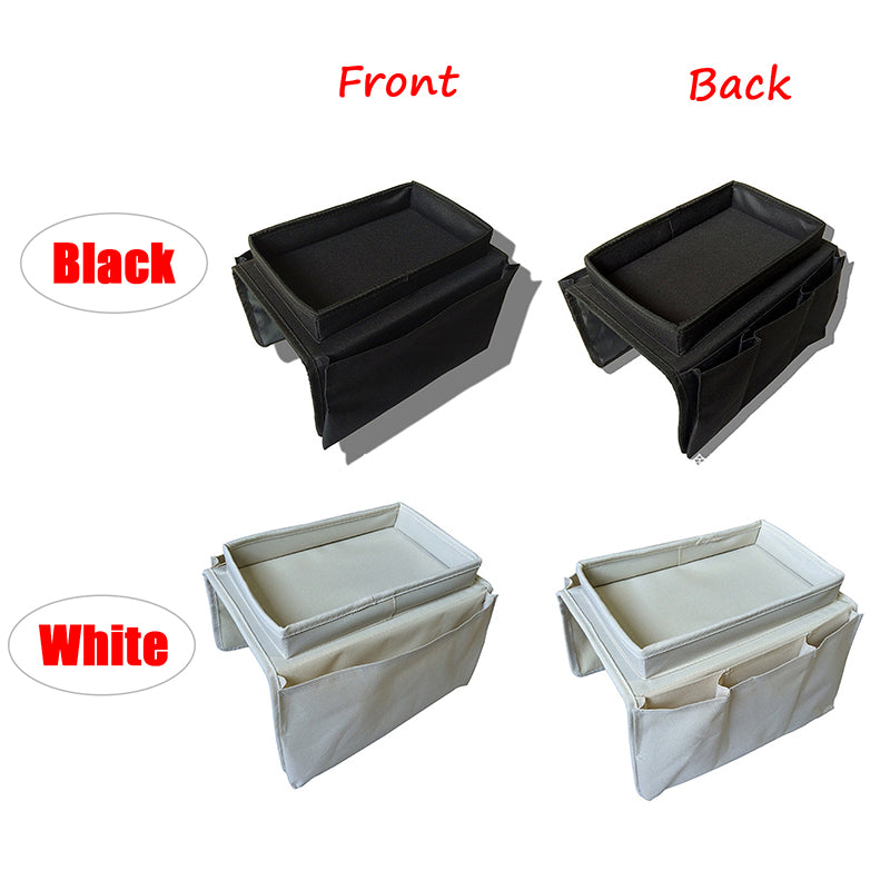 Couch Arm Rest Tray with Storage Pockets by HitMyNeed
