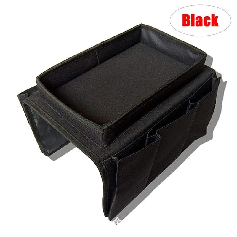 Couch Arm Rest Tray with Storage Pockets black by HitMyNeed