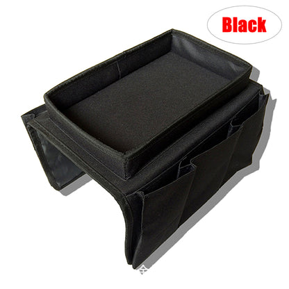 Couch Arm Rest Tray with Storage Pockets black by HitMyNeed