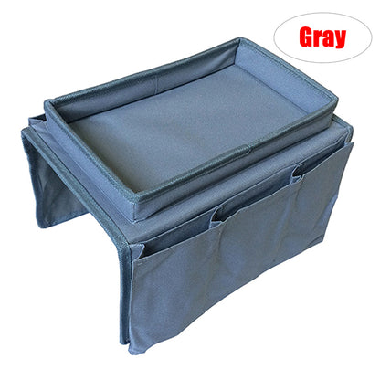 Couch Arm Rest Tray with Storage Pockets blue by HitMyNeed