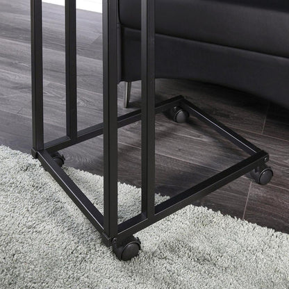 Couch Side Table with Wheels, Wood & Metal, 50 x 35 cm by HitMyNeed