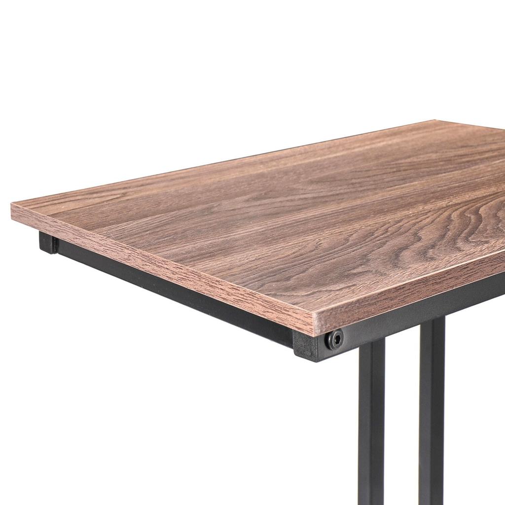 Couch Side Table with Wheels, Wood & Metal, 50 x 35 cm by HitMyNeed