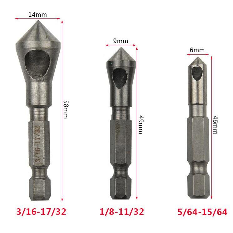 Countersink Drill Bit Chamfering Set (3 Pieces) by HitMyNeed