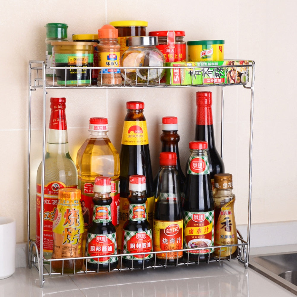 Countertop Two-Tier Metal Spice Rack Organizer by HitMyNeed