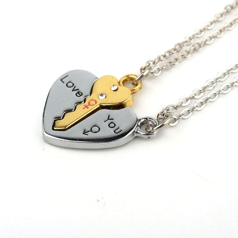 Couples Heart and Key Relationship Necklace Set by HitMyNeed
