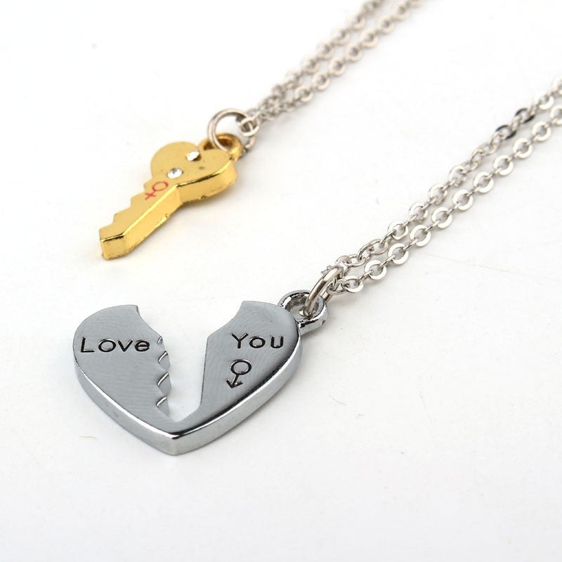 Couples Heart and Key Relationship Necklace Set by HitMyNeed