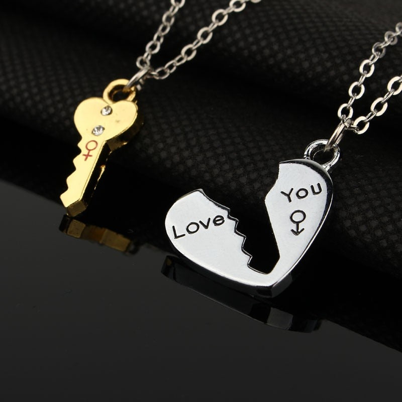 Couples Heart and Key Relationship Necklace Set by HitMyNeed