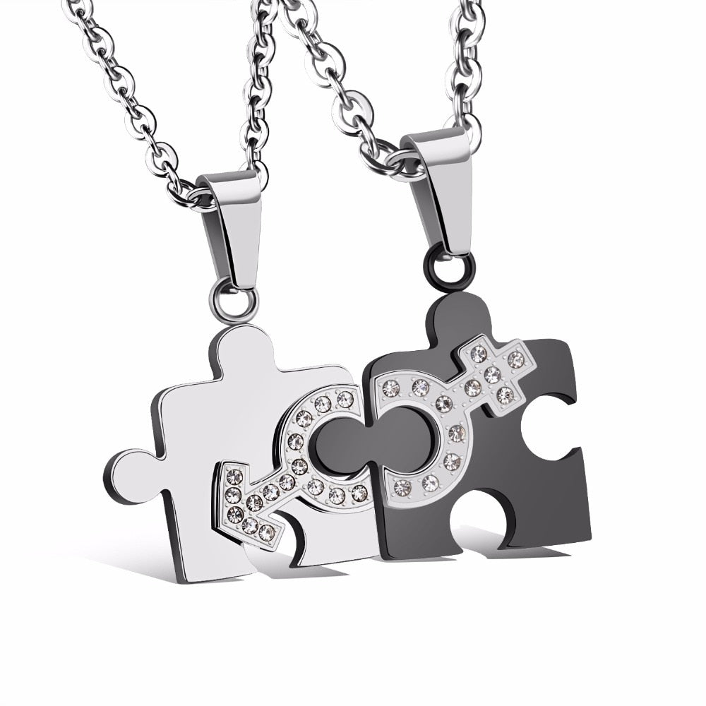 Couples Puzzle Piece Matching Necklace Set by HitMyNeed