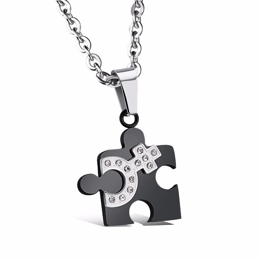 Couples Puzzle Piece Matching Necklace Set by HitMyNeed