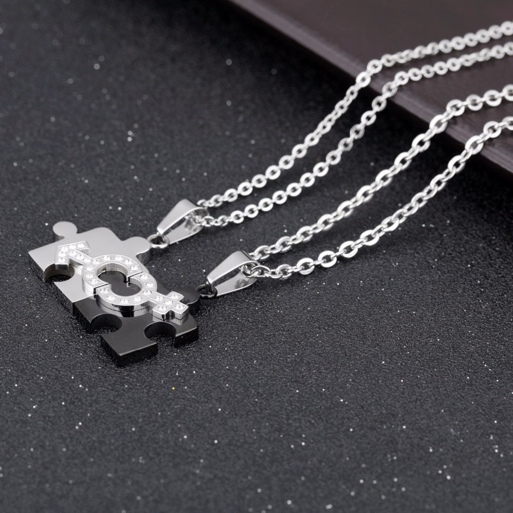 Couples Puzzle Piece Matching Necklace Set by HitMyNeed