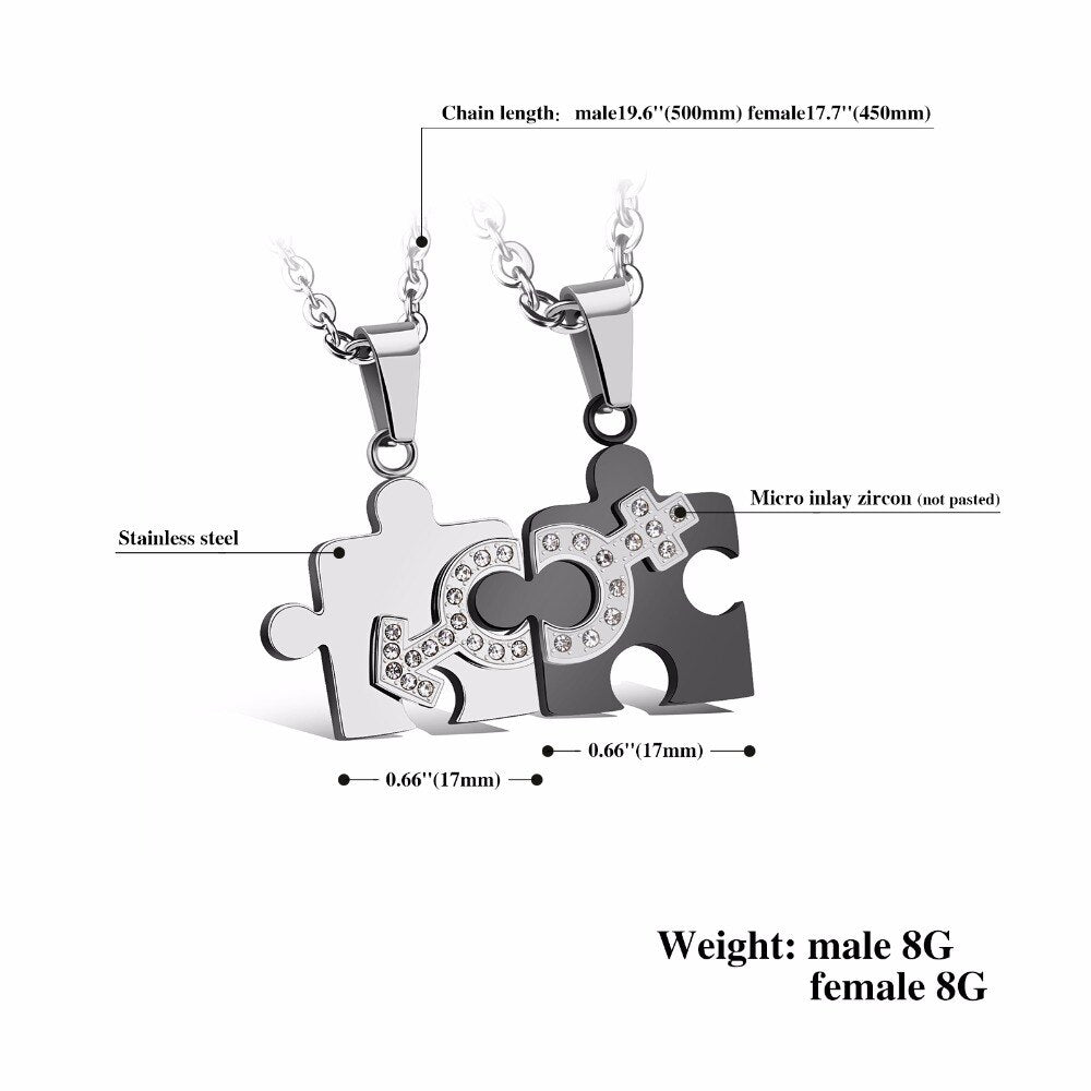 Couples Puzzle Piece Matching Necklace Set by HitMyNeed
