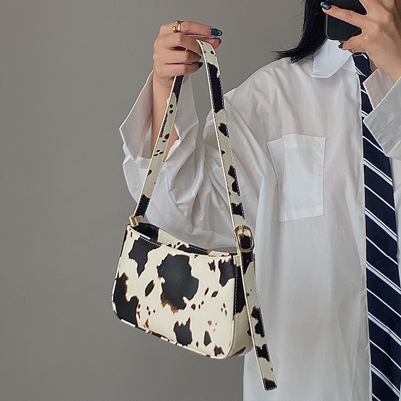 Cow Print Shoulder Bag with Removable Strap by HitMyNeed