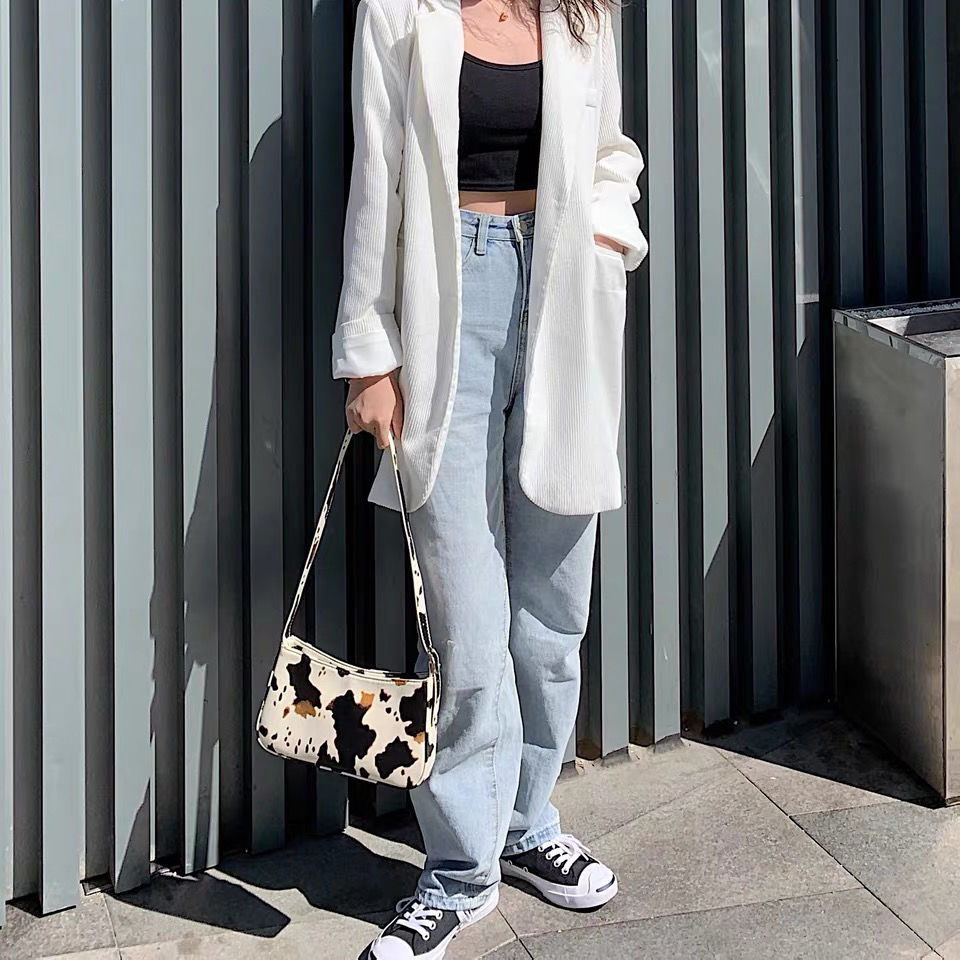 Cow Print Shoulder Bag with Removable Strap by HitMyNeed