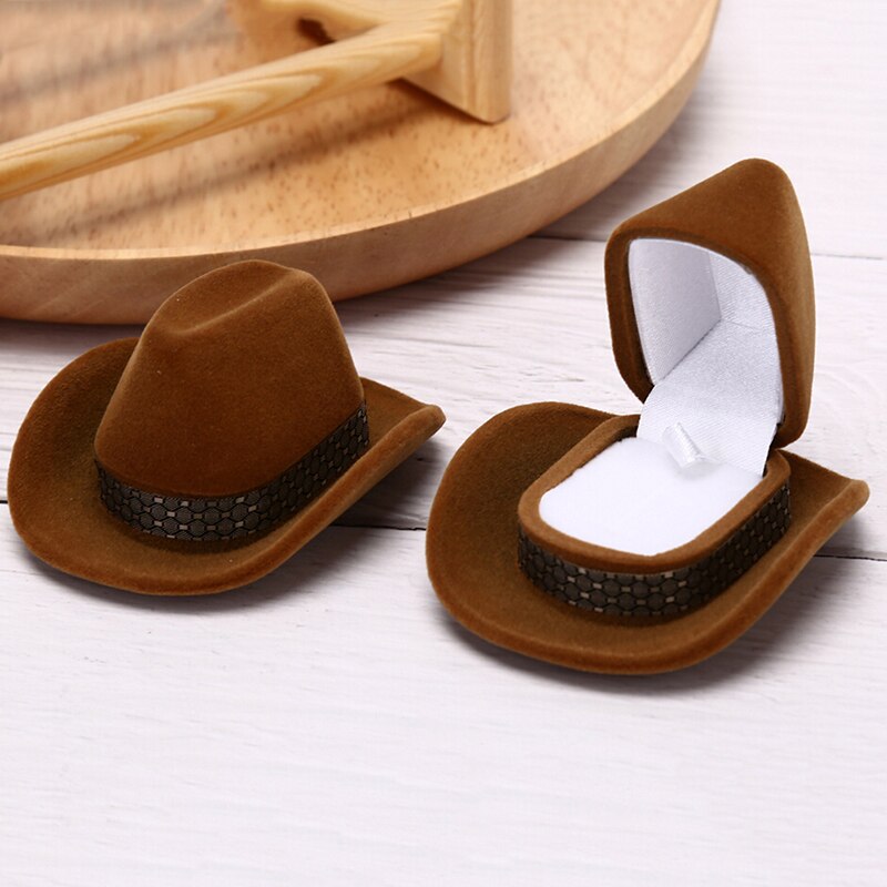 Cowboy Hat Ring Box Velvet Jewelry Holder by HitMyNeed