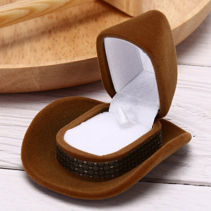 Cowboy Hat Ring Box Velvet Jewelry Holder by HitMyNeed