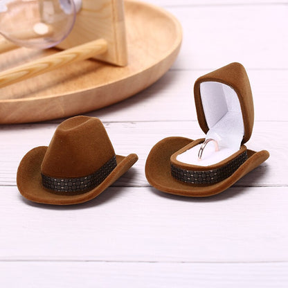 Cowboy Hat Ring Box Velvet Jewelry Holder by HitMyNeed