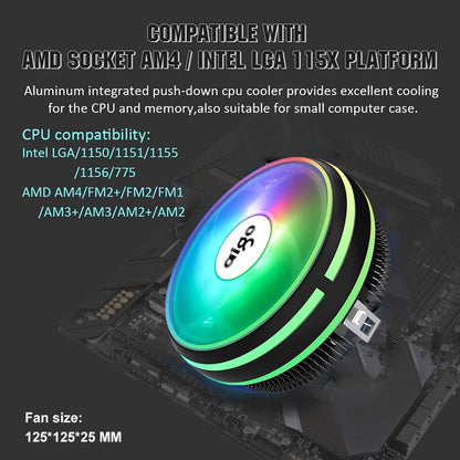 CPU Air Cooler with 120mm LED Fan, 150W TDP by HitMyNeed