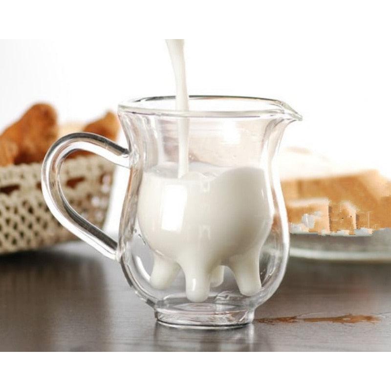 Creative Cow Double Wall Glass Milk Jug 250ml by HitMyNeed