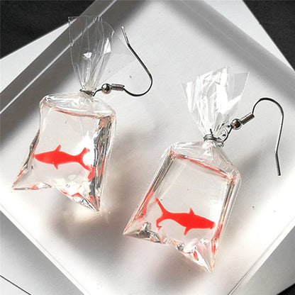 Creative Dangling Goldfish Bag Earrings by HitMyNeed
