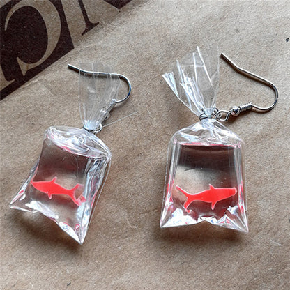 Creative Dangling Goldfish Bag Earrings by HitMyNeed
