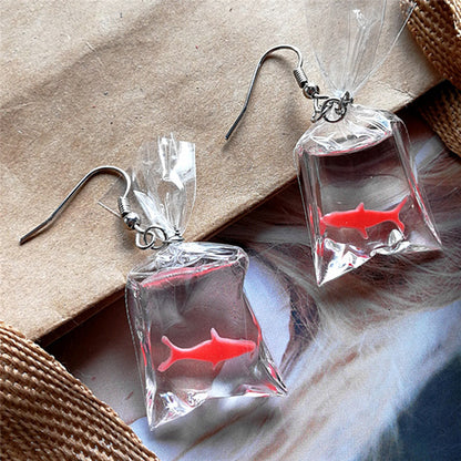 Creative Dangling Goldfish Bag Earrings by HitMyNeed