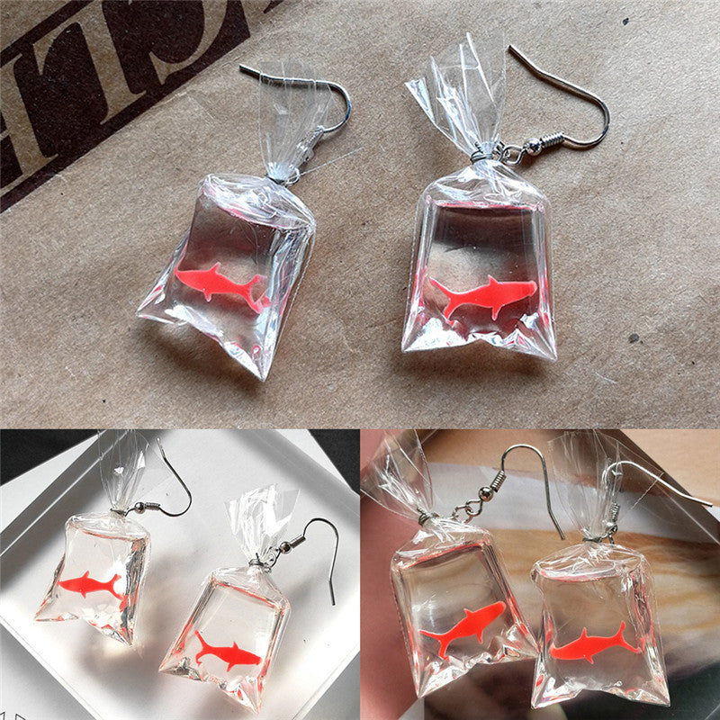 Creative Dangling Goldfish Bag Earrings by HitMyNeed