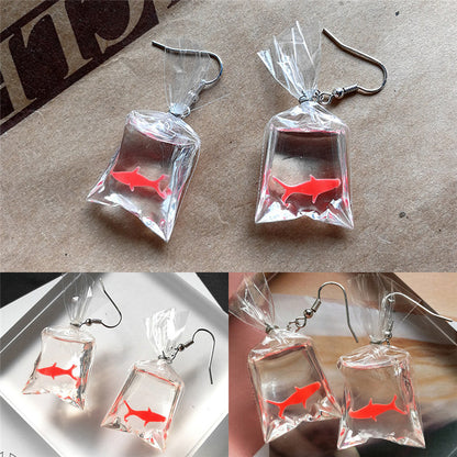 Creative Dangling Goldfish Bag Earrings by HitMyNeed