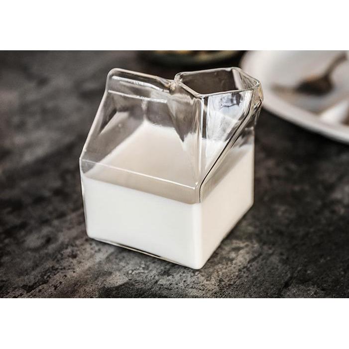 Creative Glass Milk Carton Cup 300-400ml by HitMyNeed