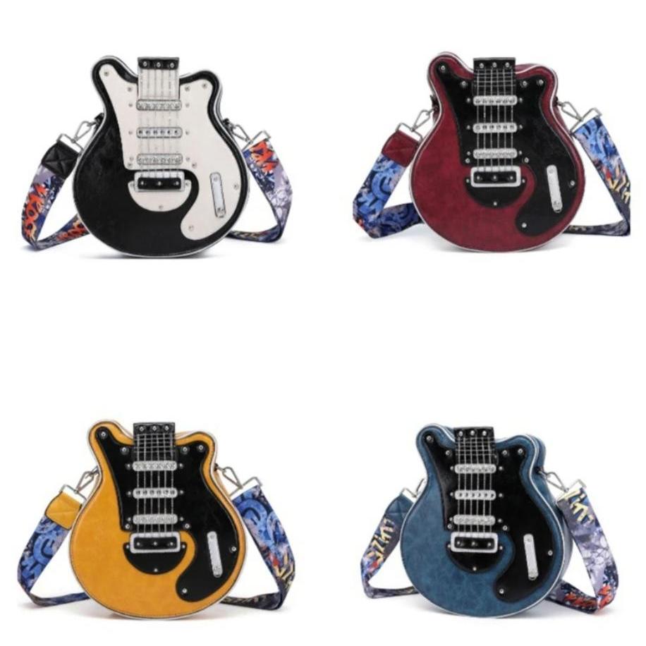 Creative Guitar Shaped Crossbody Bag with Colorful Strap by HitMyNeed