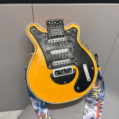 Creative Guitar Shaped Crossbody Bag with Colorful Strap by HitMyNeed