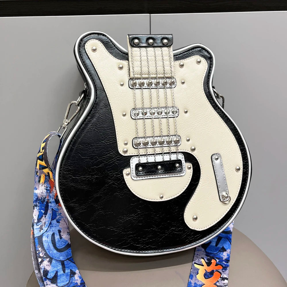 Creative Guitar Shaped Crossbody Bag with Colorful Strap by HitMyNeed