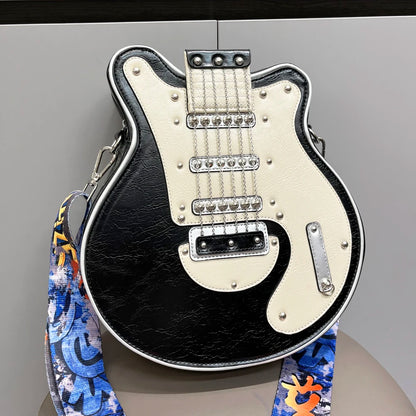 Creative Guitar Shaped Crossbody Bag with Colorful Strap by HitMyNeed